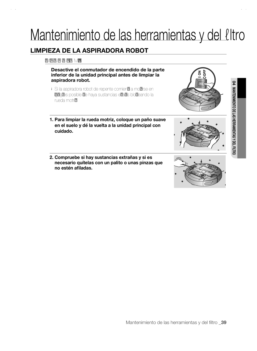 Samsung VCR8845T3A/XET, VCR8845T3A/XEF, VCR8845T3R/XEC manual Limpieza DE LA Rueda Motriz 