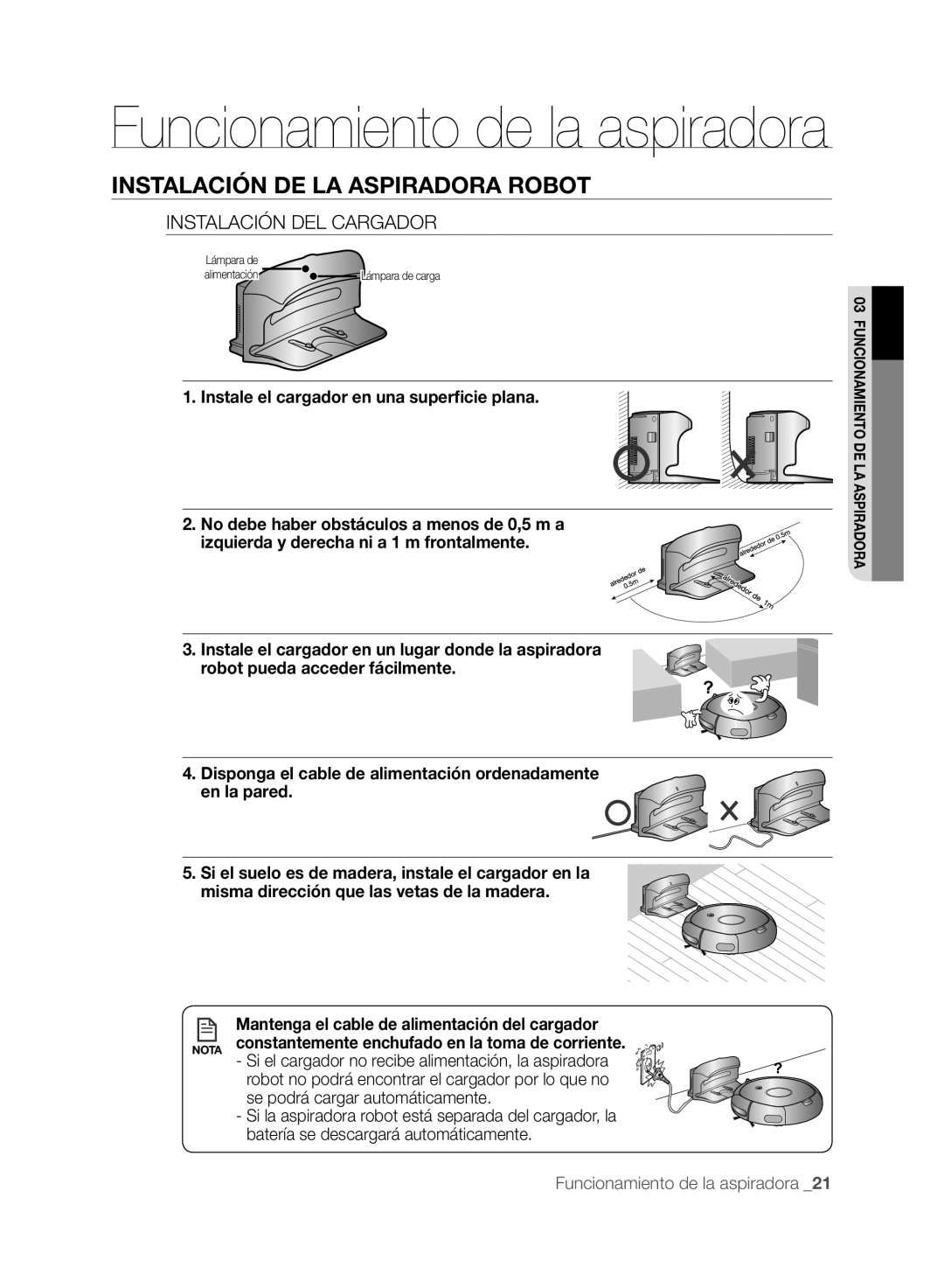 Samsung VCR8849T3A/XEF Instalación DEL Cargador, Se podrá cargar automáticamente, Batería se descargará automáticamente 