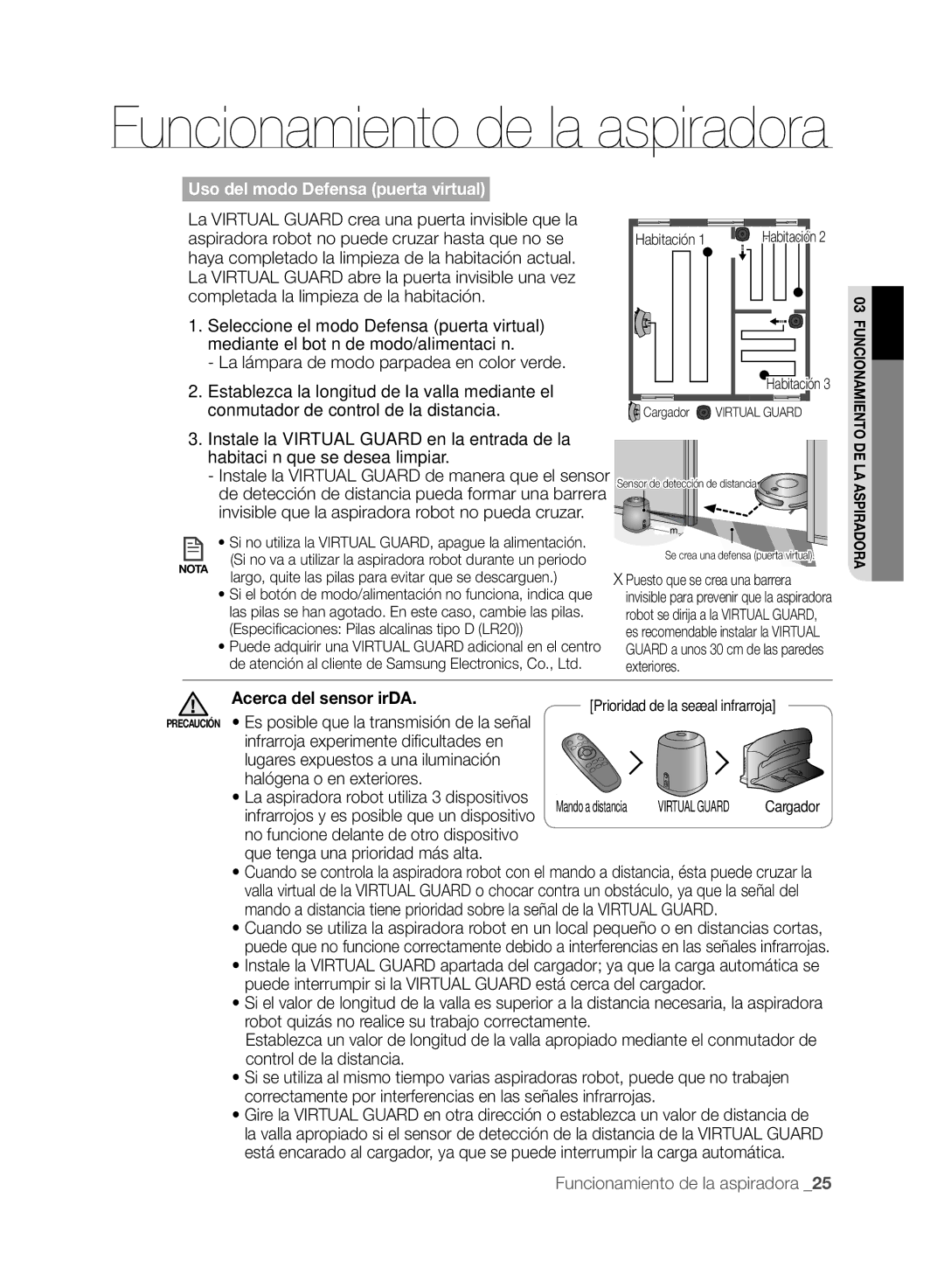 Samsung VCR8849T3A/XEF, VCR8845T3A/XET, VCR8845T3A/XEF manual Uso del modo Defensa puerta virtual, Acerca del sensor irDA 