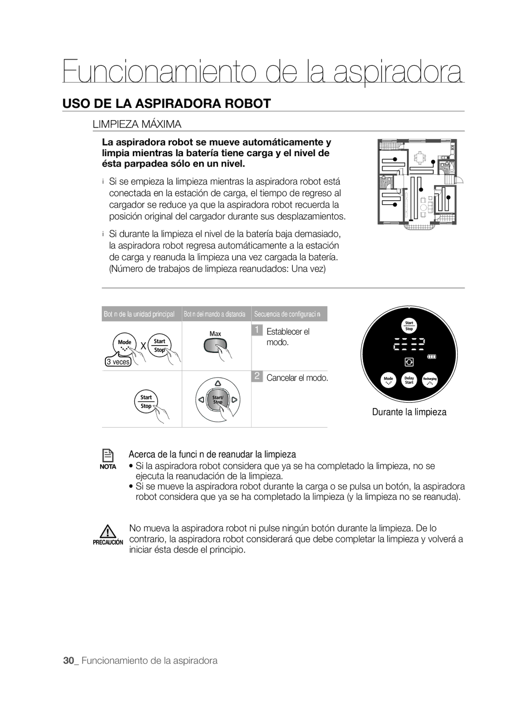 Samsung VCR8845T3A/XEF, VCR8845T3A/XET, VCR8849T3A/XEF, VCR8845T3R/XEC manual Limpieza Máxima 