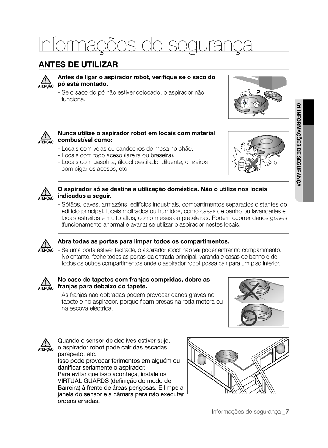 Samsung VCR8849T3A/XEF, VCR8845T3A/XET manual Antes DE Utilizar, Abra todas as portas para limpar todos os compartimentos 