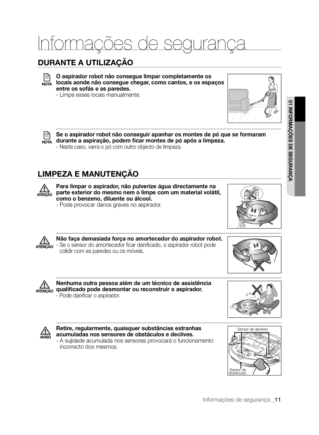 Samsung VCR8849T3A/XEF, VCR8845T3A/XET, VCR8845T3A/XEF, VCR8845T3R/XEC manual Limpeza E Manutenção 