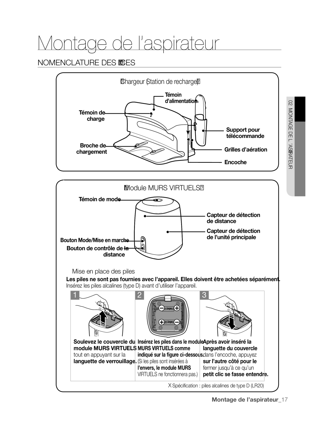 Samsung VCR8849T3A/XEF, VCR8845T3A/XET, VCR8845T3A/XEF, VCR8845T3R/XEC Chargeur Station de recharge, Module Murs Virtuels 