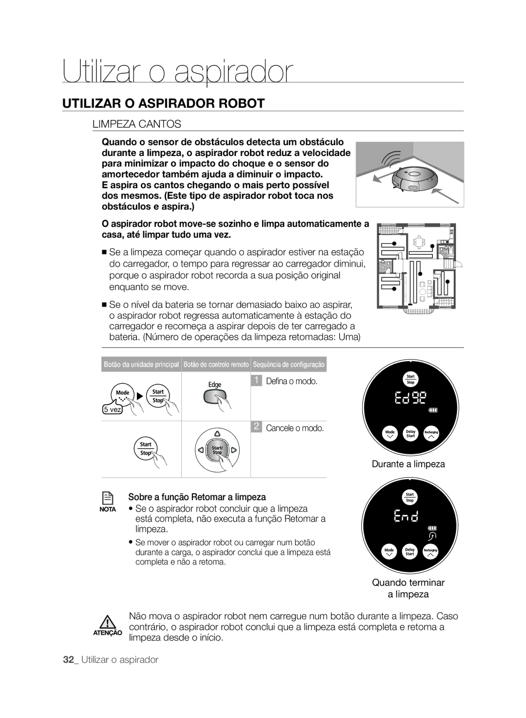 Samsung VCR8845T3A/XEF, VCR8845T3A/XET, VCR8849T3A/XEF, VCR8845T3R/XEC manual Limpeza Cantos 