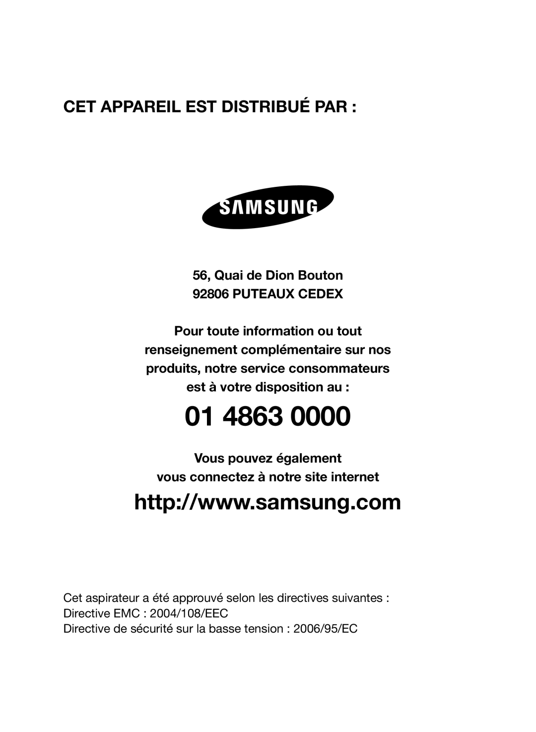 Samsung VCR8845T3A/XEF manual CET Appareil EST Distribué PAR, Vous pouvez également Vous connectez à notre site internet 