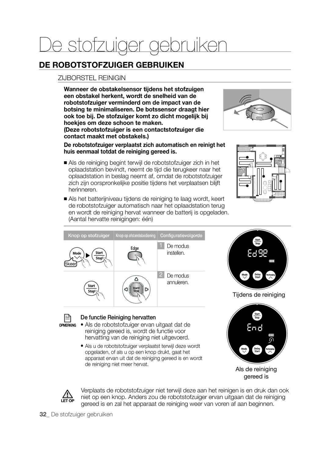 Samsung VCR8845T3A/XEF, VCR8845T3A/XET, VCR8849T3A/XEF, VCR8845T3R/XEC manual Zijborstel reinigin, Als de reiniging Gereed is 