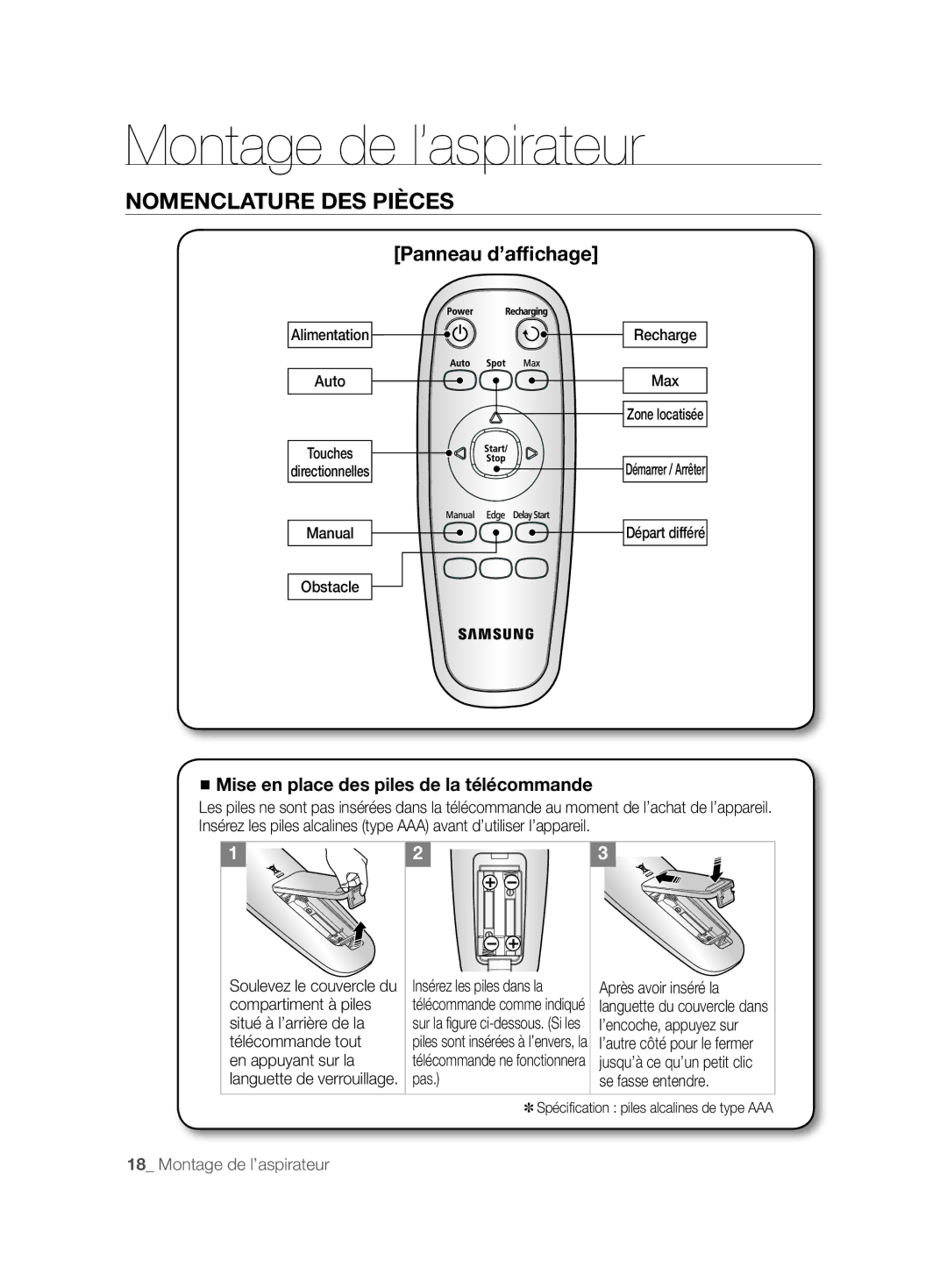 Samsung VCR8847T3B/XEF manual Panneau d’afﬁchage 