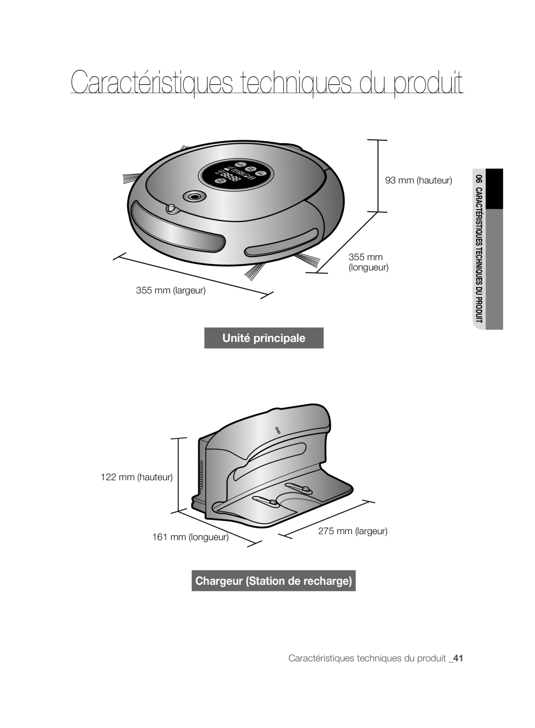 Samsung VCR8847T3B/XEF manual Caractéristiques techniques du produit 