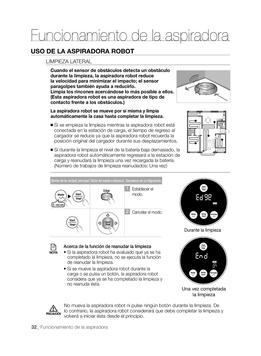 Samsung VCR8848T3K/SWS, VCR8848T3K/XEG, VCR8846T3A/XEG, VCR8846T3R/XEF, VCR8848T3K/XEO manual Limpieza lateral 