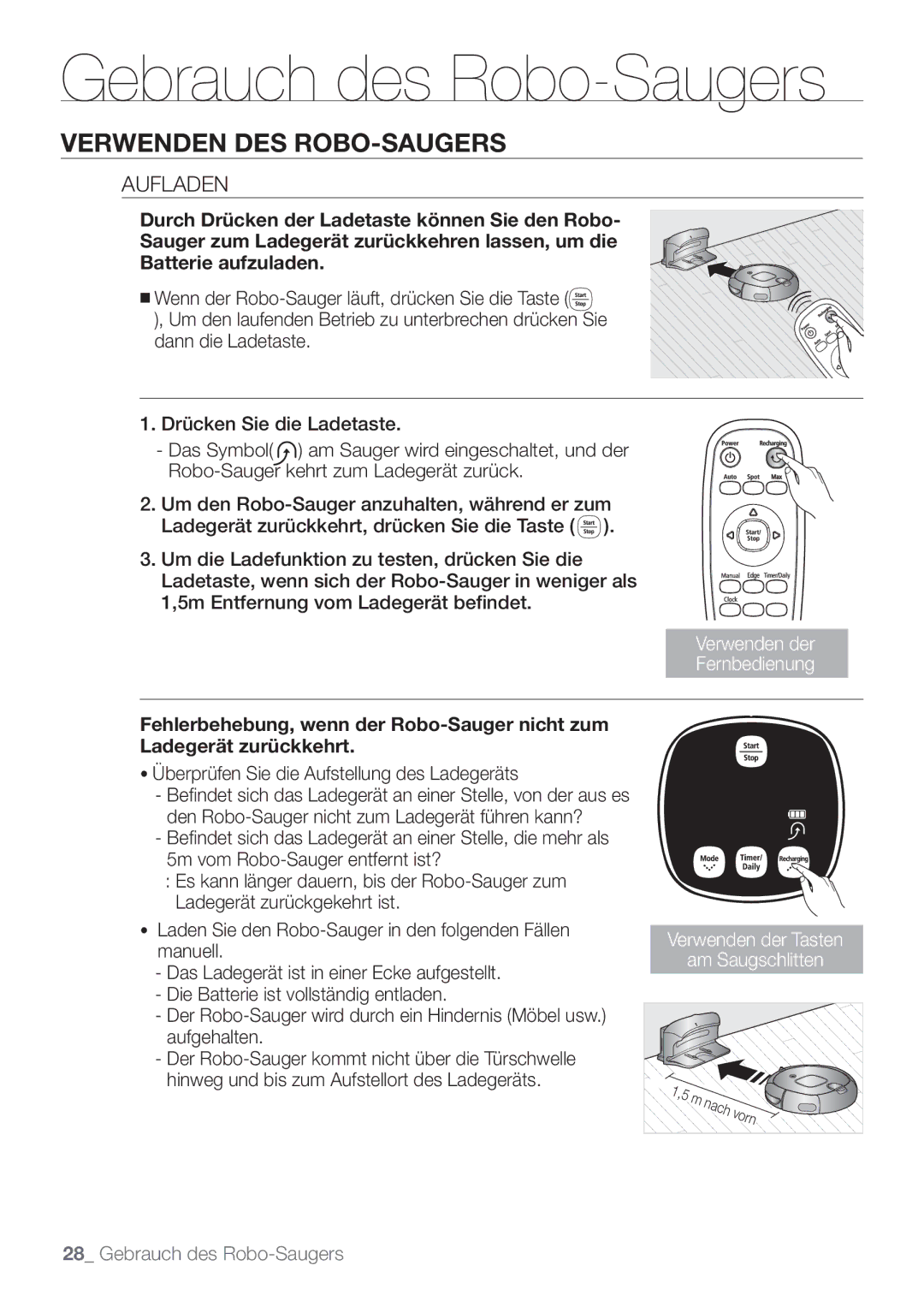 Samsung VCR8849T3K/XEG, VCR8849T3A/XEF manual Aufladen, Überprüfen Sie die Aufstellung des Ladegeräts 