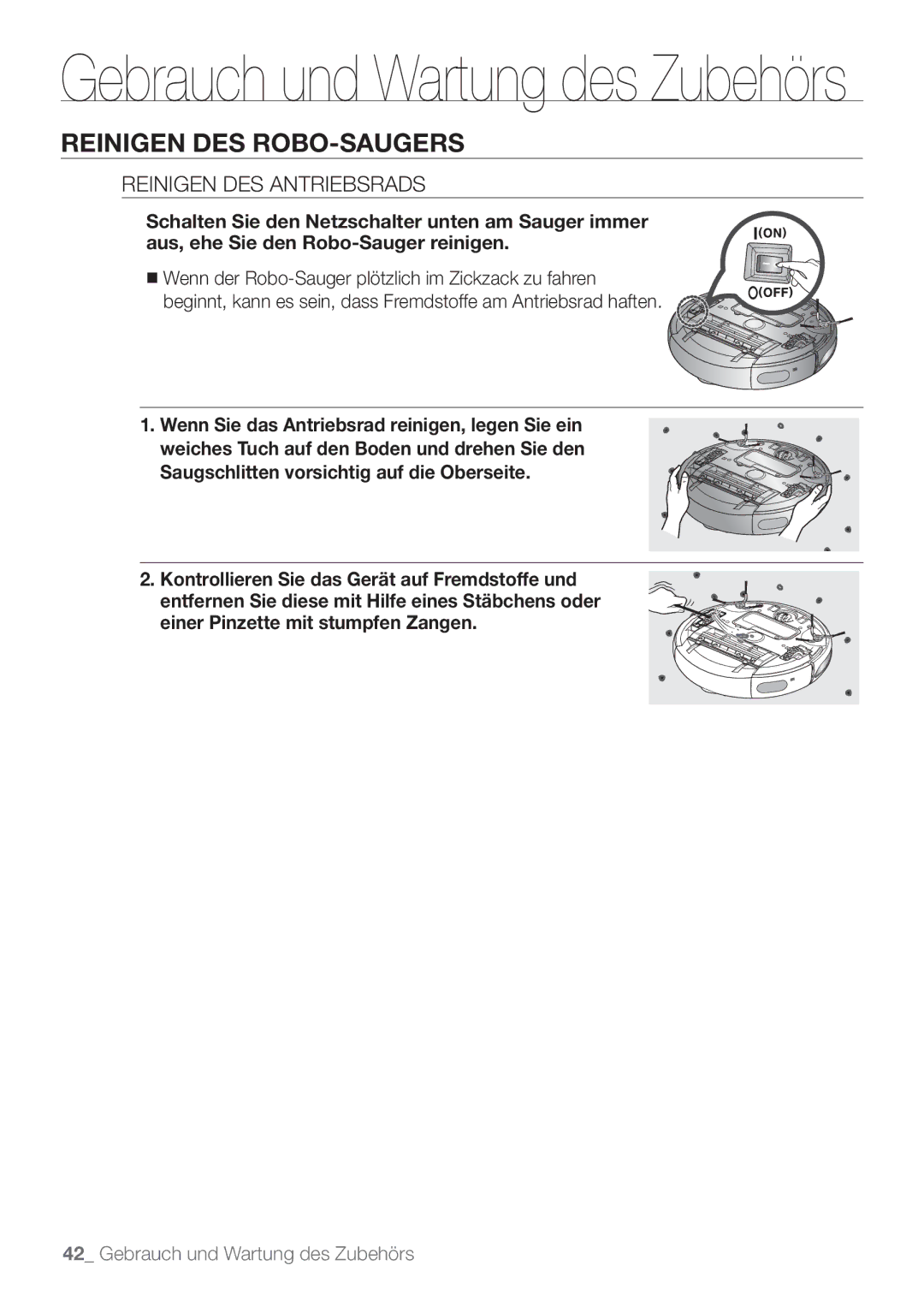 Samsung VCR8849T3K/XEG, VCR8849T3A/XEF manual Reinigen DES Antriebsrads 