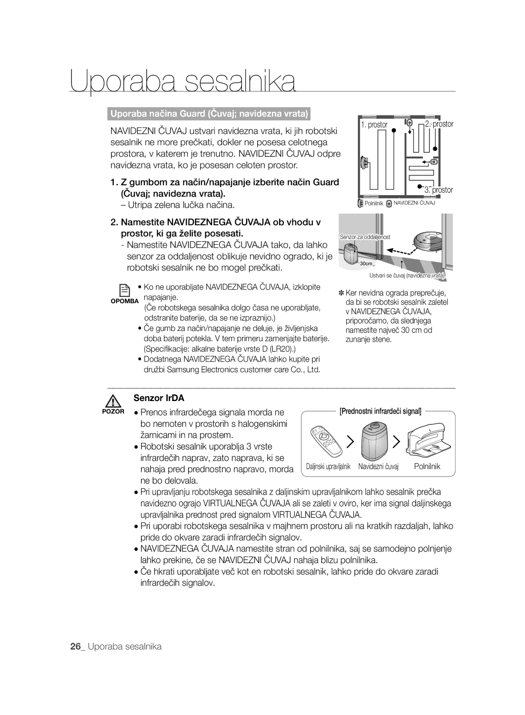 Samsung VCR8850L3R/XAG, VCR8850L3R/XEG manual Čuvaj navidezna vrata Utripa zelena lučka načina, Senzor IrDA, Ne bo delovala 