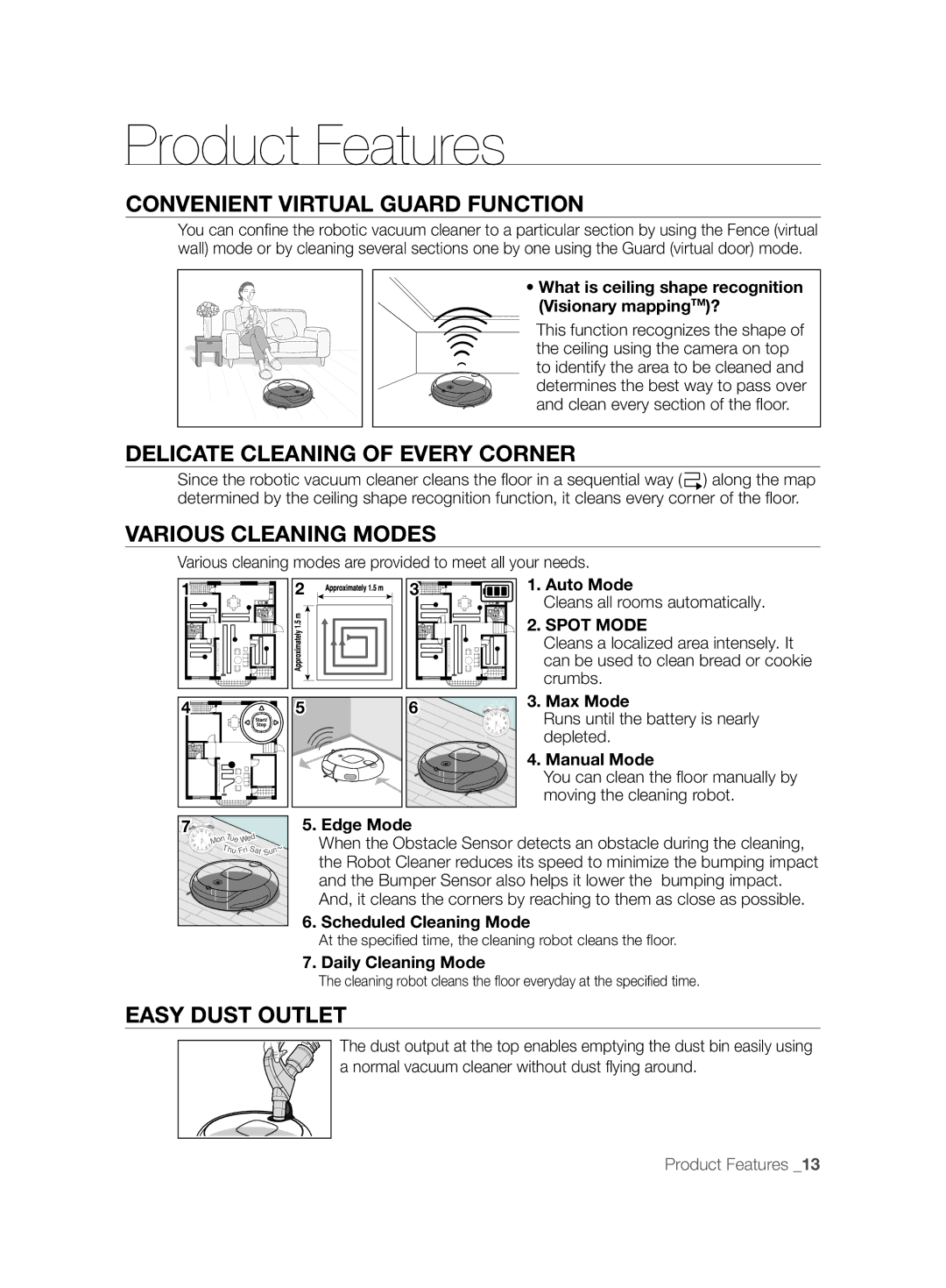 Samsung VCR8850L3R/XET manual Product Features, Convenient Virtual Guard Function, Delicate Cleaning of Every Corner 