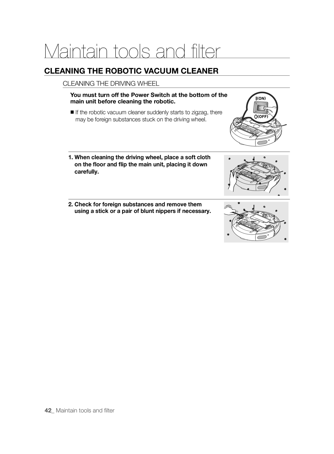 Samsung VCR8850L3R/XAG, VCR8850L3R/XEG, VCR8850L3R/XET, VCR8850L3R/XEO manual Cleaning the Driving Wheel 