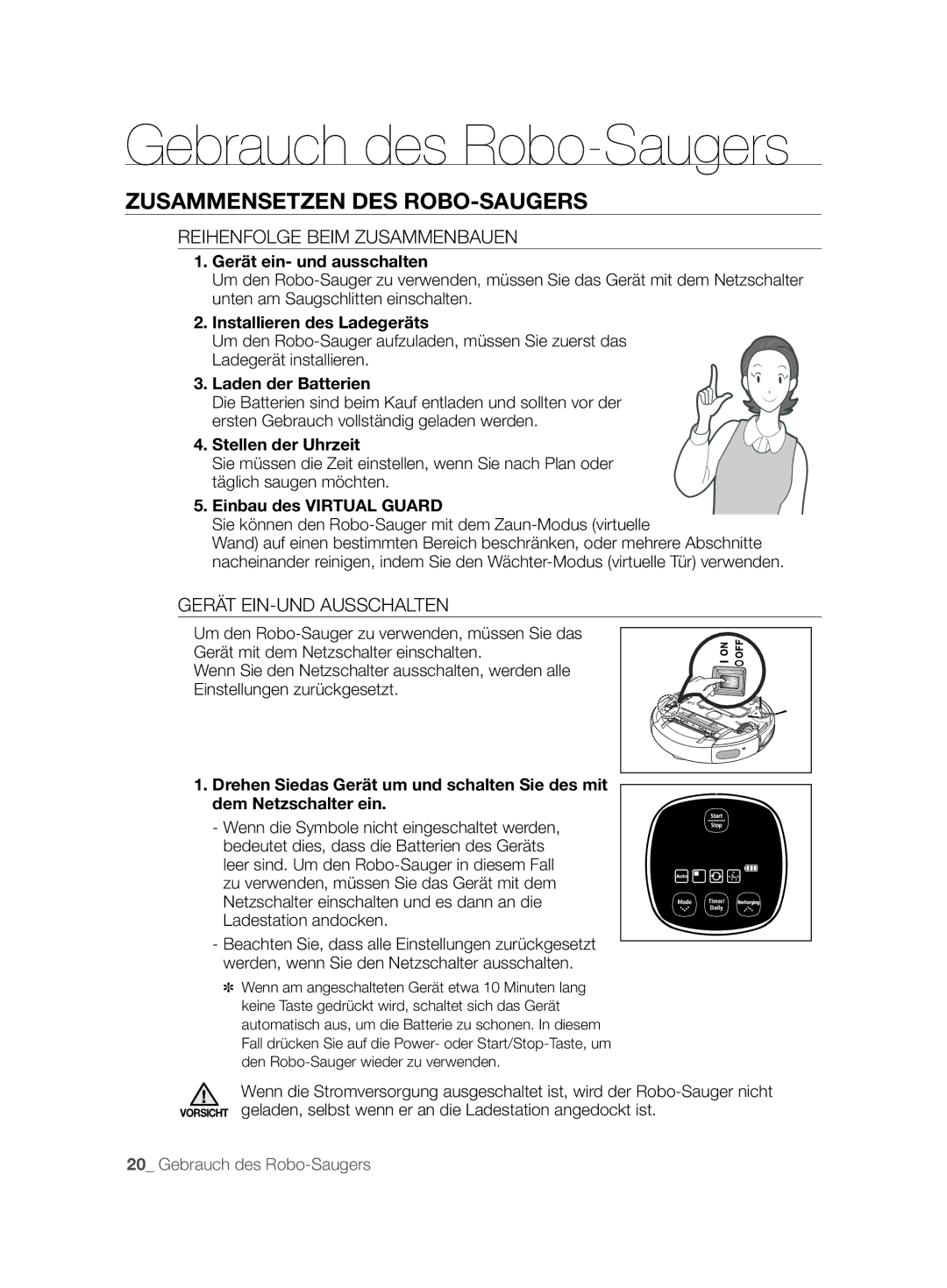 Samsung VCR8850L3R/XAG manual Gebrauch des Robo-Saugers, Zusammensetzen DES ROBO-SAUGERS, Reihenfolge Beim Zusammenbauen 