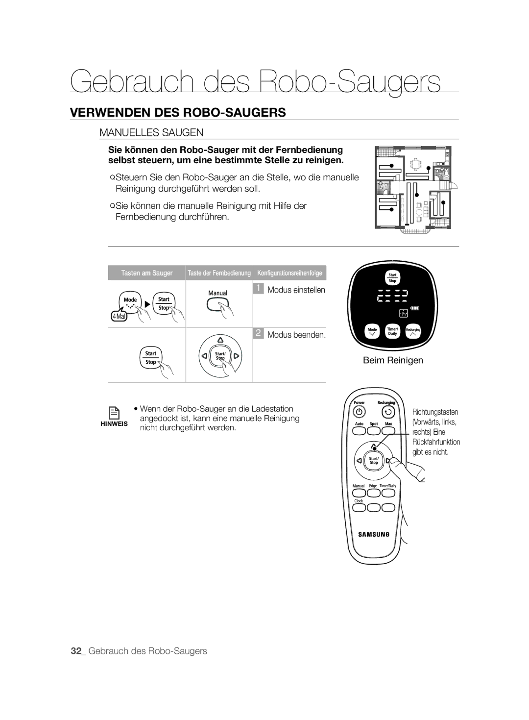 Samsung VCR8850L3R/XAG, VCR8850L3R/XEG, VCR8850L3R/XET, VCR8850L3R/XEO manual Manuelles Saugen 