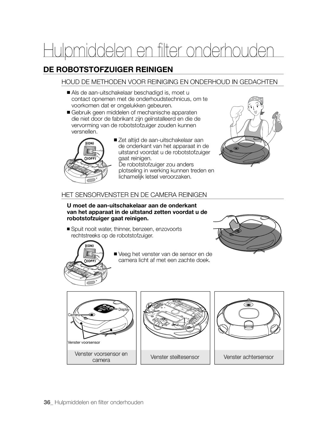 Samsung VCR8850L3R/XEG manual DE Robotstofzuiger Reinigen, Houd DE Methoden Voor Reiniging EN Onderhoud in Gedachten 