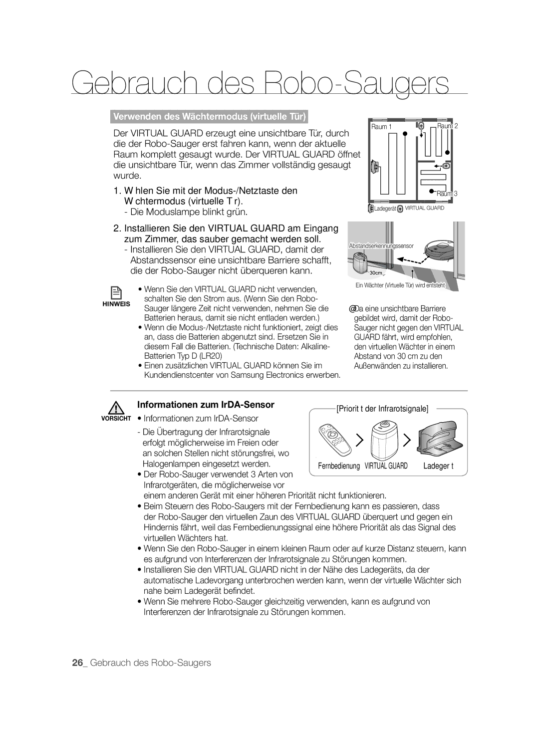 Samsung VCR8850L3R/XAG, VCR8850L3R/XEG, VCR8850L3R/XET manual Informationen zum IrDA-Sensor 