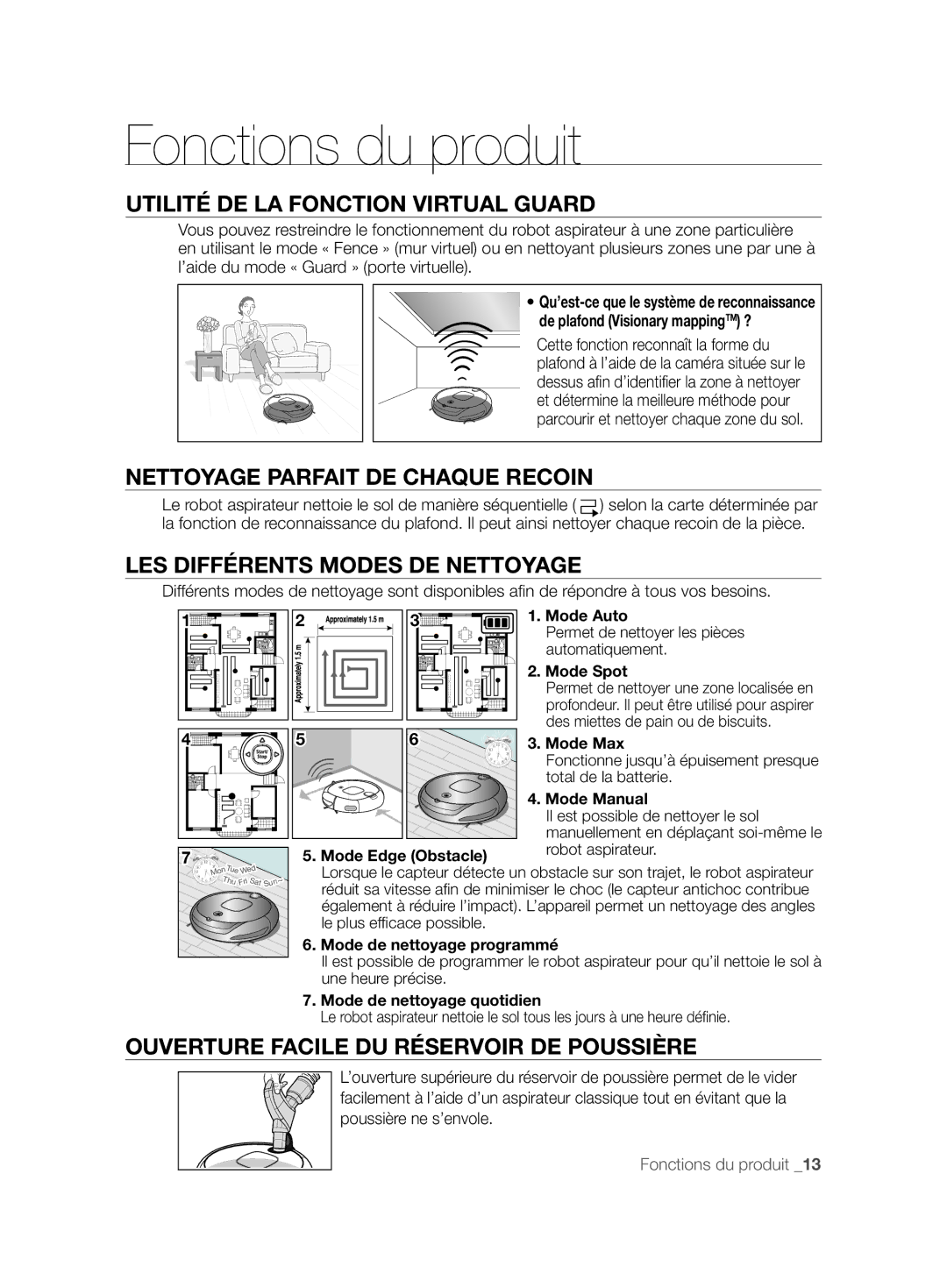 Samsung VCR8850L3R/XET, VCR8850L3R/XEG, VCR8850L3R/XAG manual Ouverture Facile DU Réservoir DE Poussière 