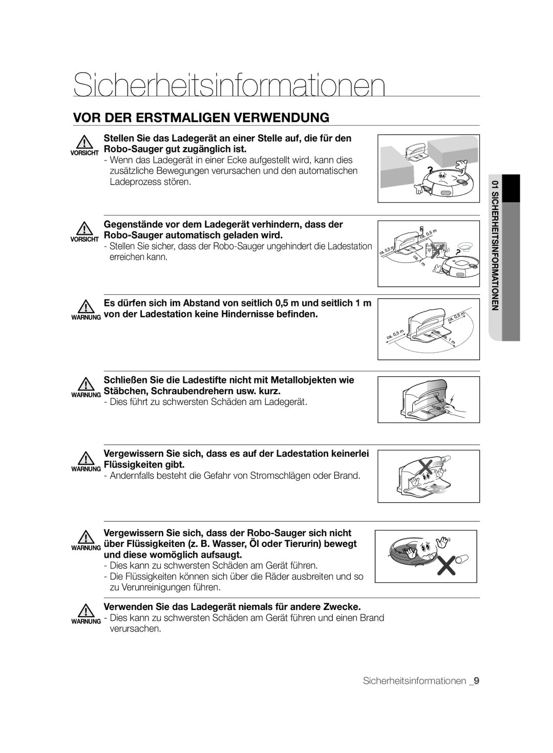 Samsung VCR8850L3R/XEG, VCR8850L3R/XET manual VOR DER Erstmaligen Verwendung, Dies führt zu schwersten Schäden am Ladegerät 