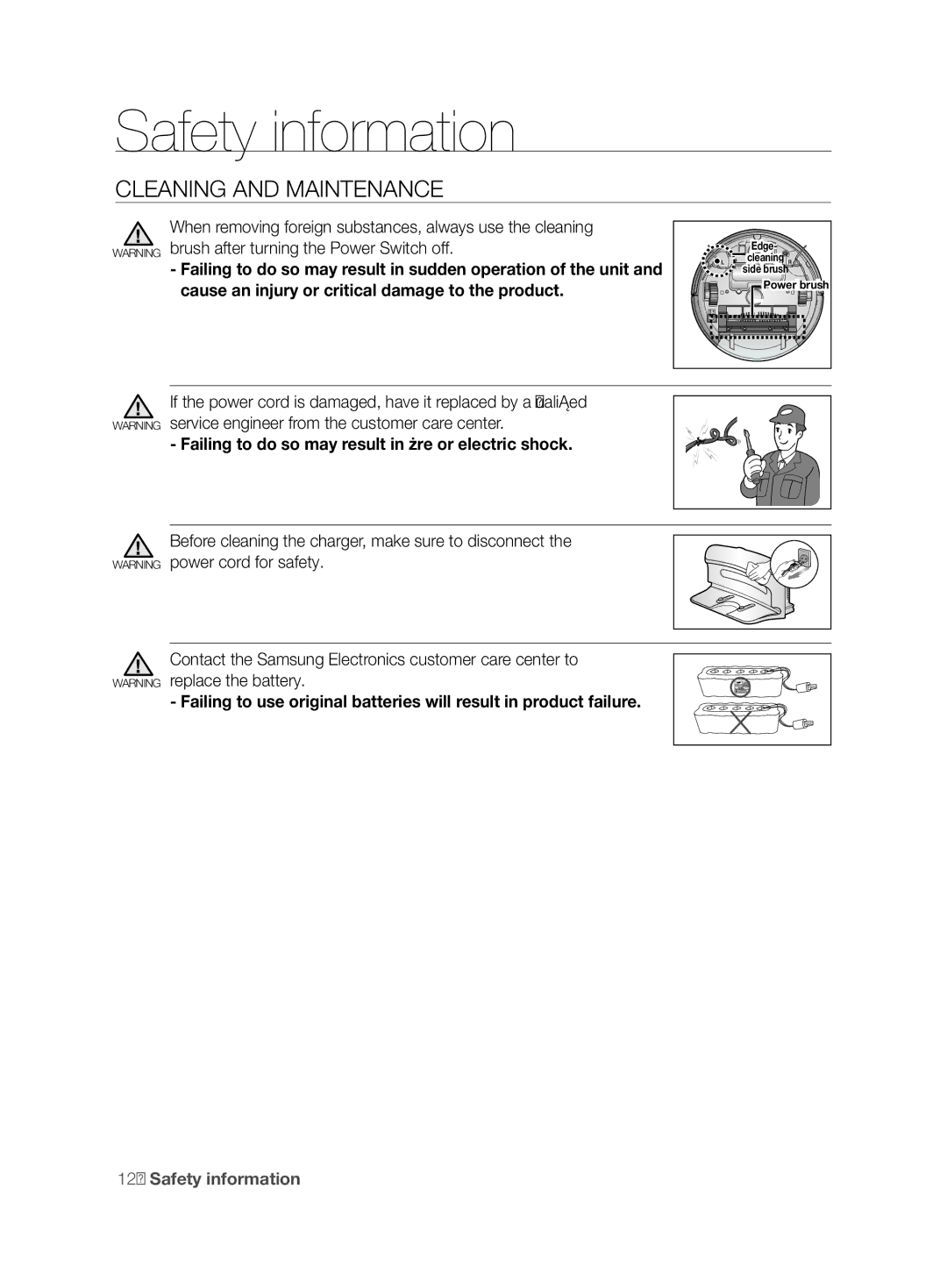 Samsung VCR8850L3R/XEO manual Failing to do so may result in fire or electric shock 