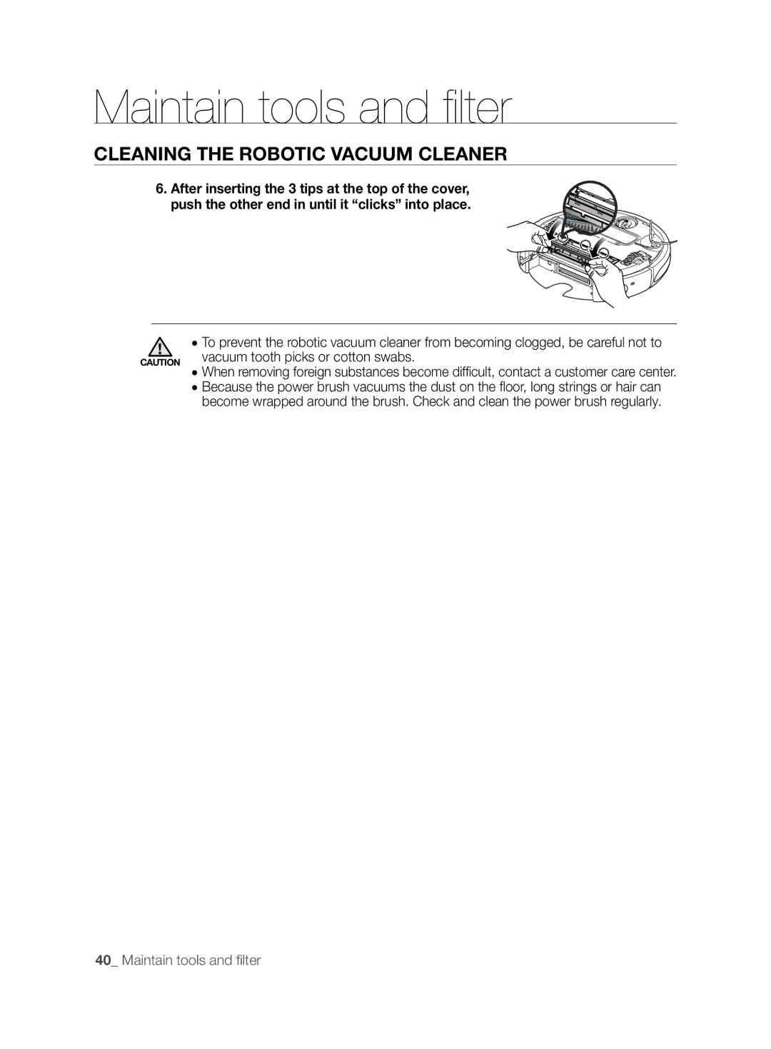 Samsung VCR8850L3R/XEO manual Maintain tools and filter 