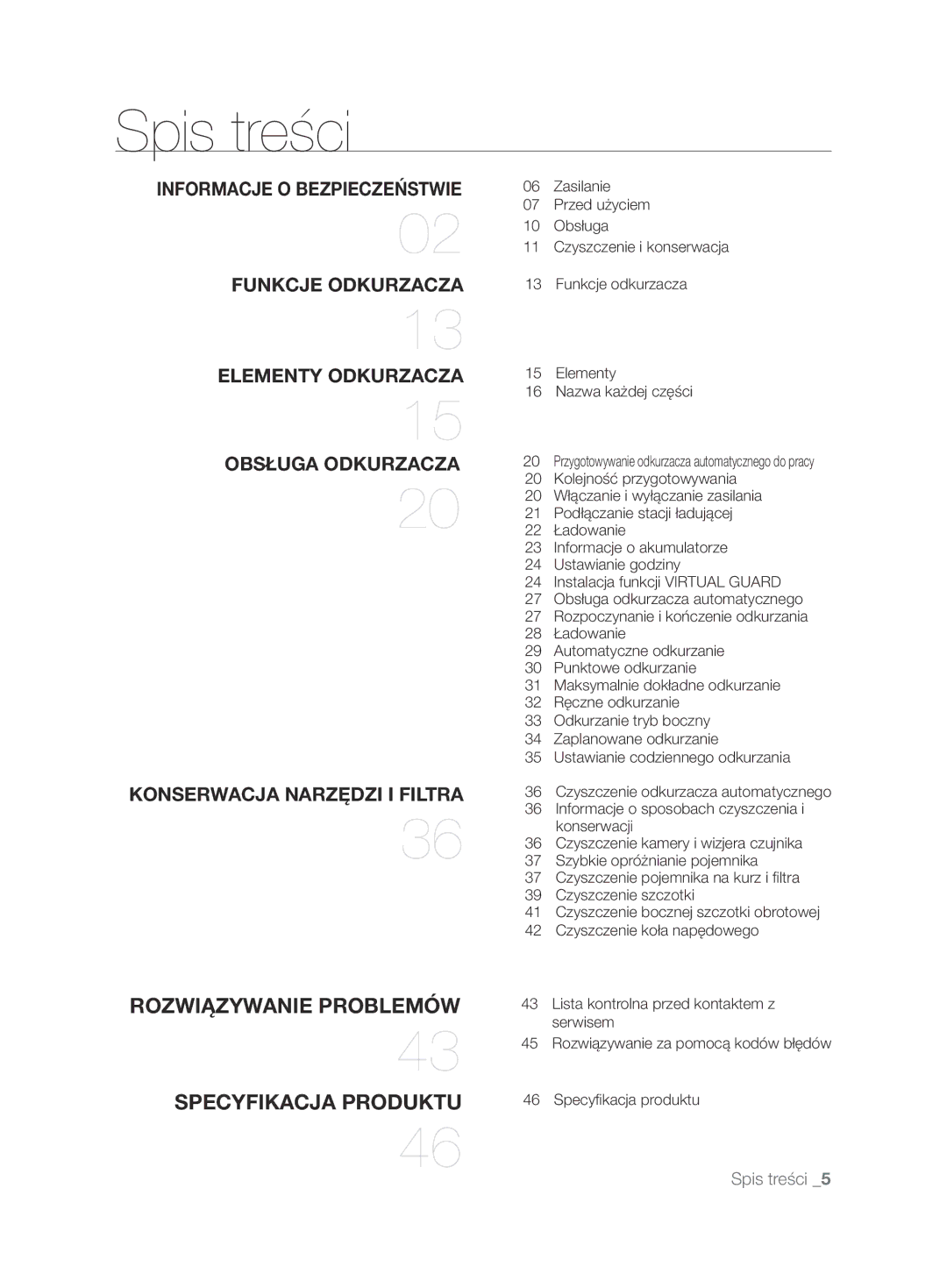 Samsung VCR8850L3R/XEO manual Spis treści, Rozwiązywanie Problemów Specyfikacja Produktu 