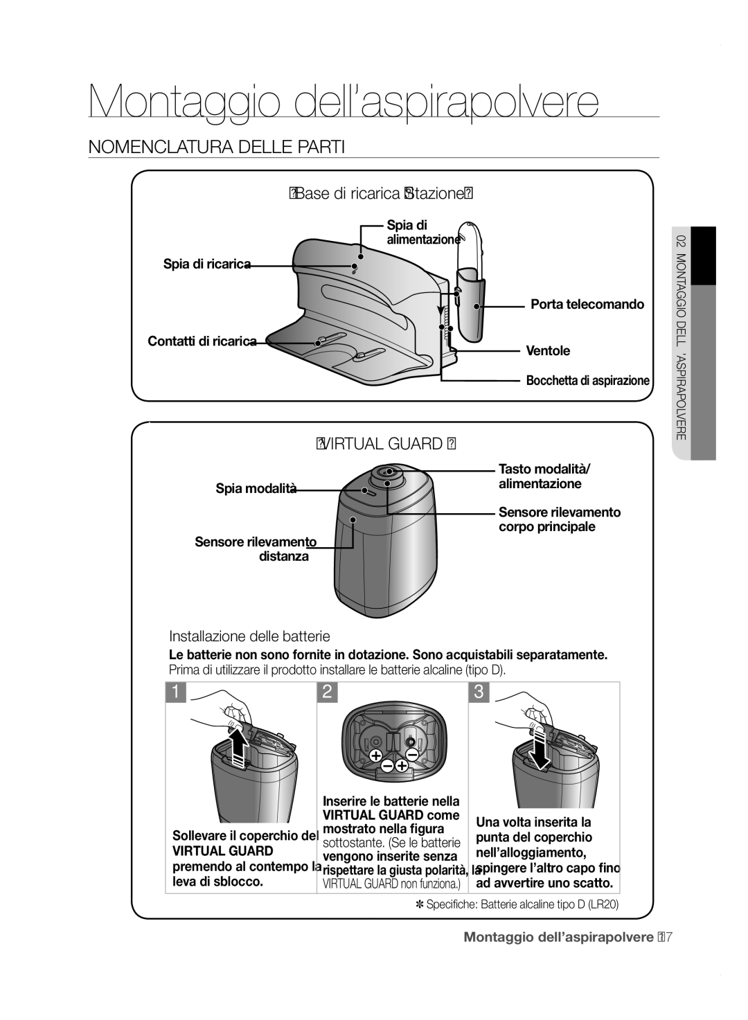 Samsung VCR8850L3R/XET manual Spia di ricarica, Porta telecomando Ventole Bocchetta di aspirazione, Spia modalità 