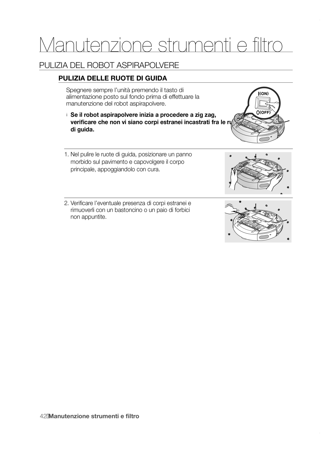 Samsung VCR8850L3R/XET manual Pulizia Delle Ruote DI Guida 