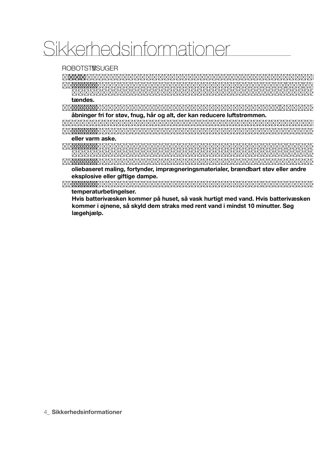 Samsung VCR8855L3B/BOL, VCR8855L3B/XEF, VCR8855L3B/XEE manual Robotstøvsuger 