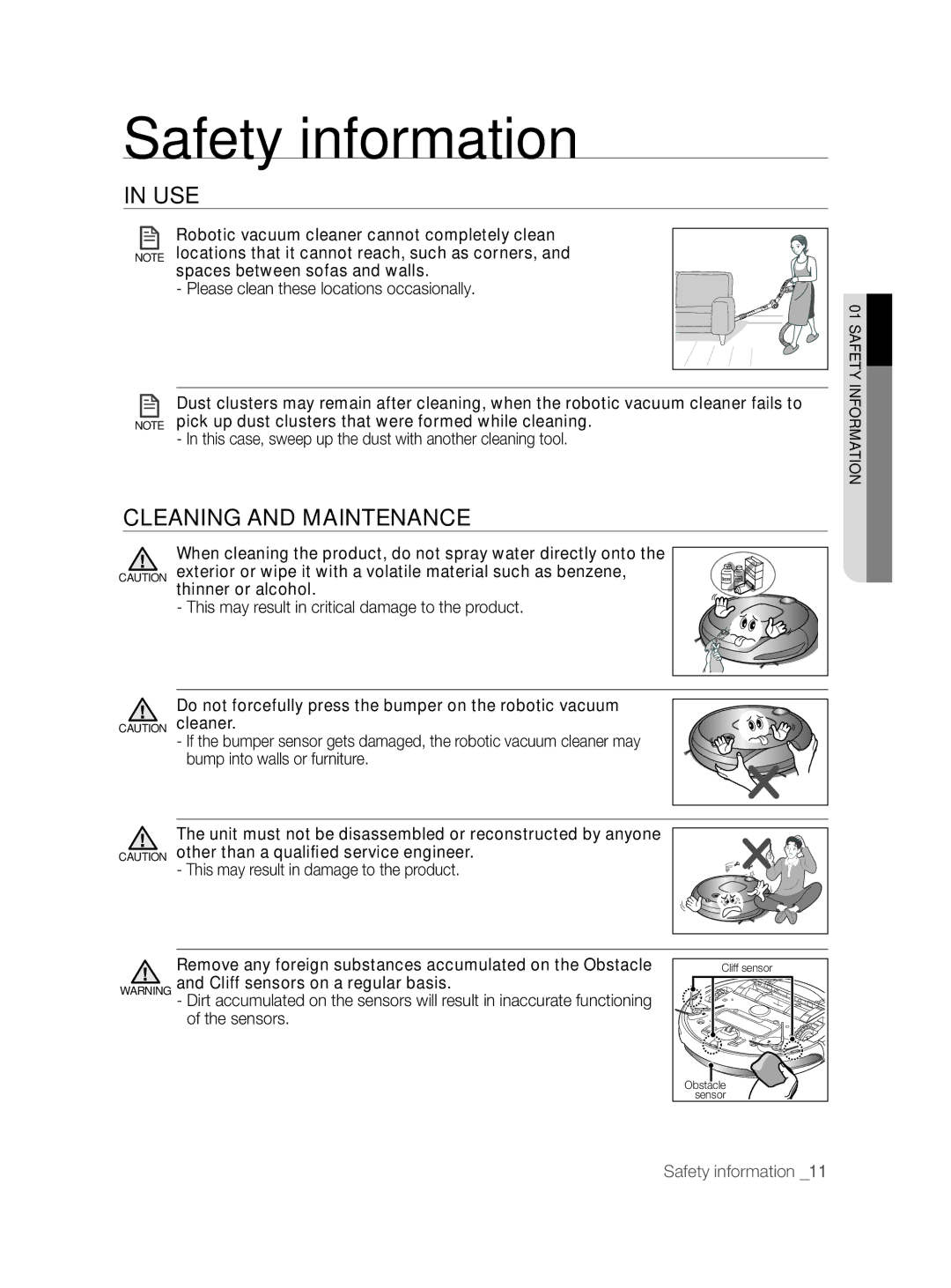 Samsung VCR8855L3B/XEE, VCR8855L3B/XEF manual Spaces between sofas and walls, Please clean these locations occasionally 