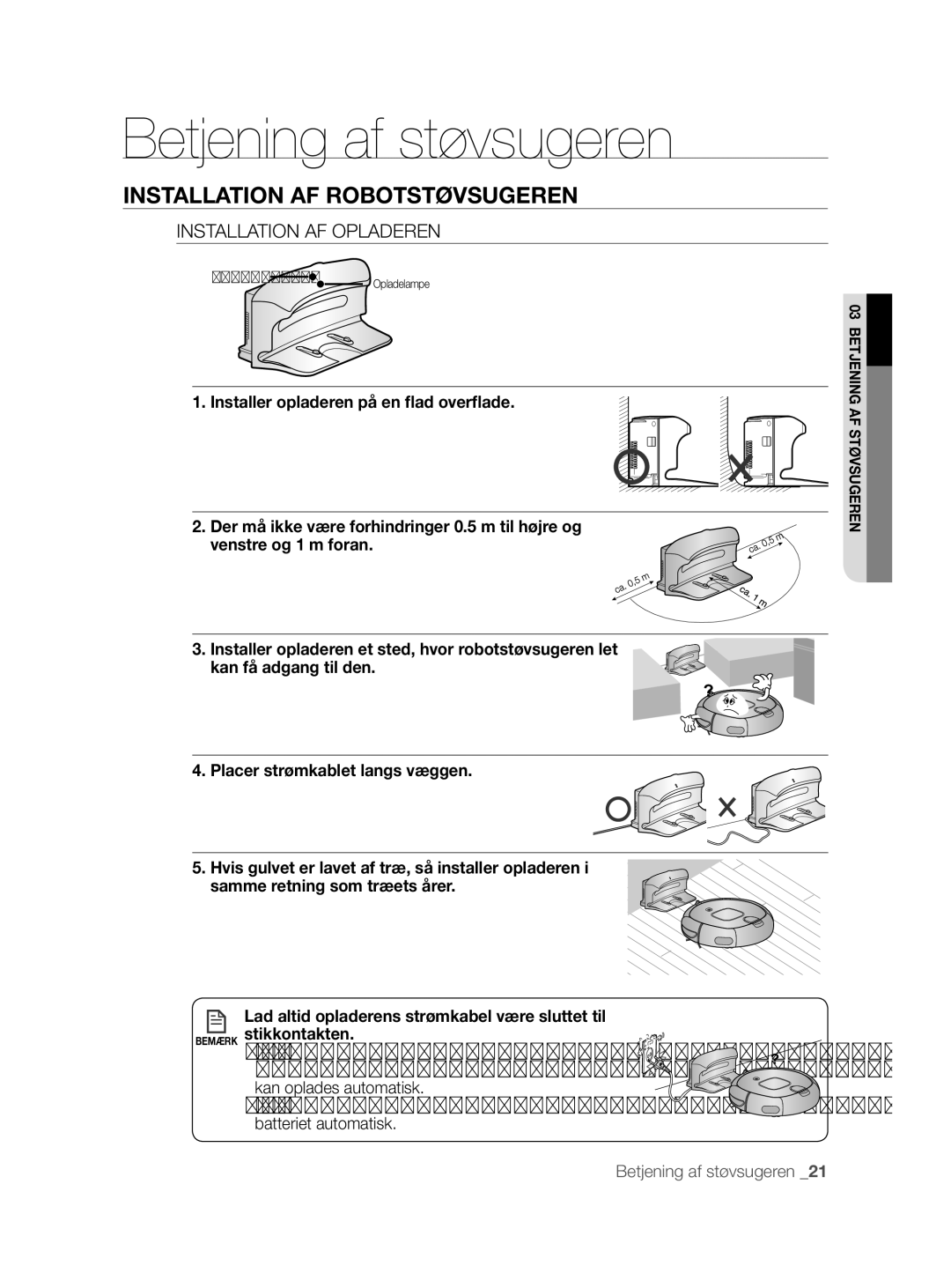 Samsung VCR8855L3B/XEF, VCR8855L3B/BOL, VCR8855L3B/XEE manual Installation AF Opladeren 