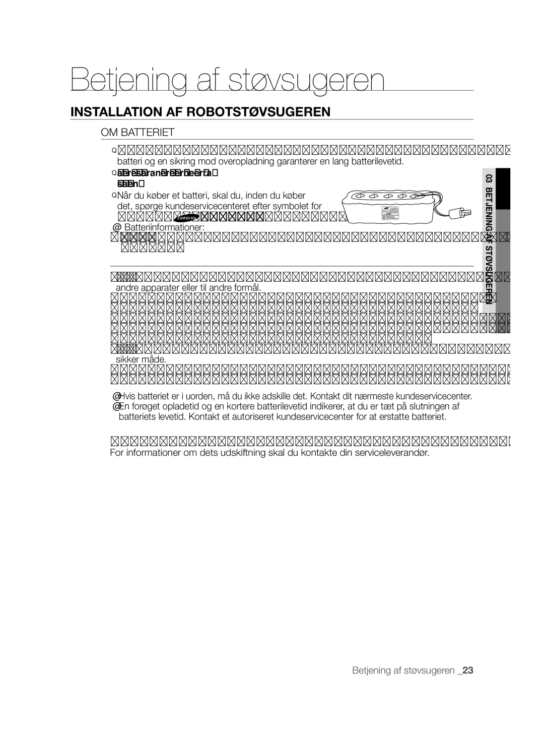 Samsung VCR8855L3B/XEE, VCR8855L3B/XEF manual Batteriets garantiperiode er 6 måneder fra købsdatoen, Originale dele 