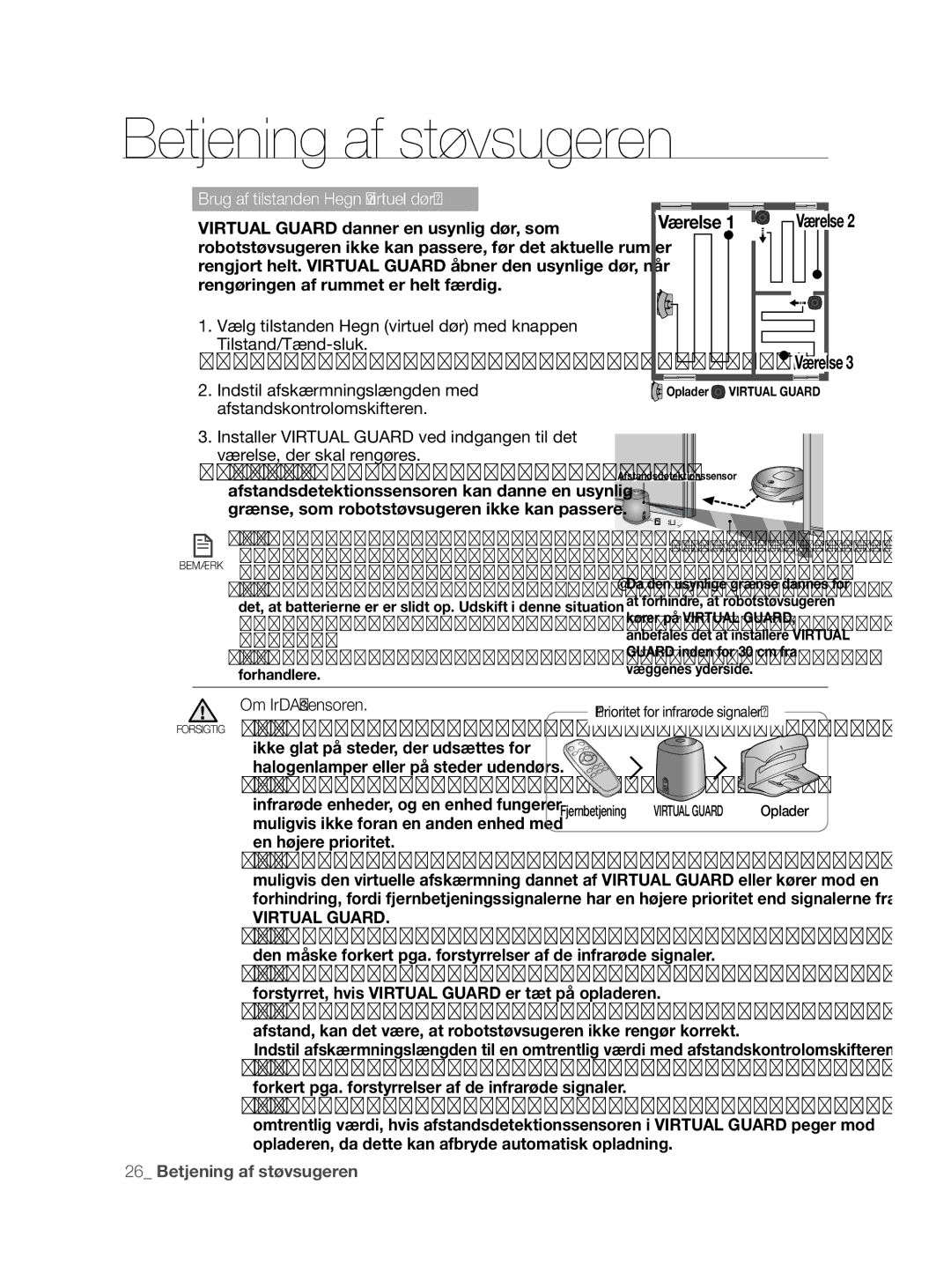 Samsung VCR8855L3B/XEE, VCR8855L3B/XEF, VCR8855L3B/BOL manual Værelse, Om IrDA-sensoren 