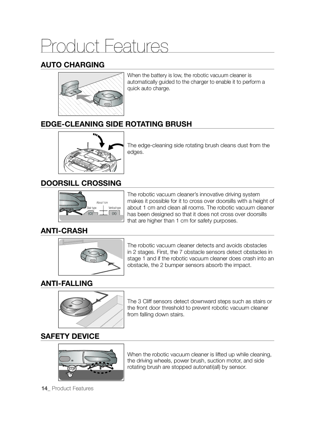 Samsung VCR8855L3B/XEE, VCR8855L3B/XEF, VCR8855L3B/BOL manual Edge-Cleaning Side Rotating Brush 