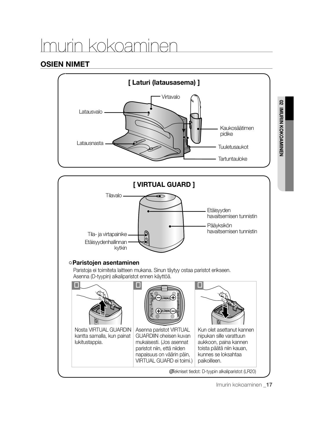 Samsung VCR8855L3B/XEE, VCR8855L3B/XEF, VCR8855L3B/BOL manual Laturi latausasema 