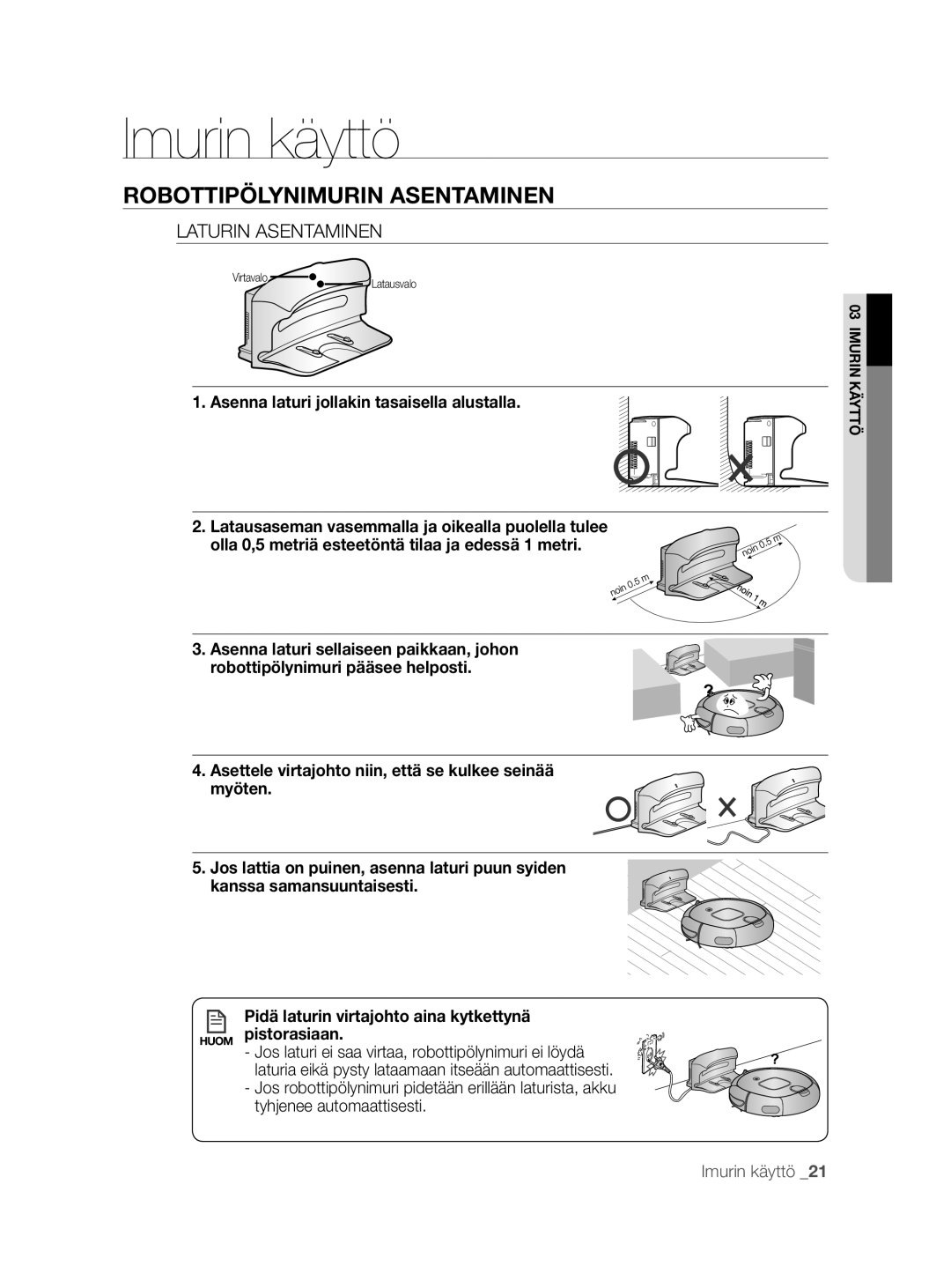 Samsung VCR8855L3B/XEF, VCR8855L3B/BOL, VCR8855L3B/XEE Laturin Asentaminen, Asenna laturi jollakin tasaisella alustalla 