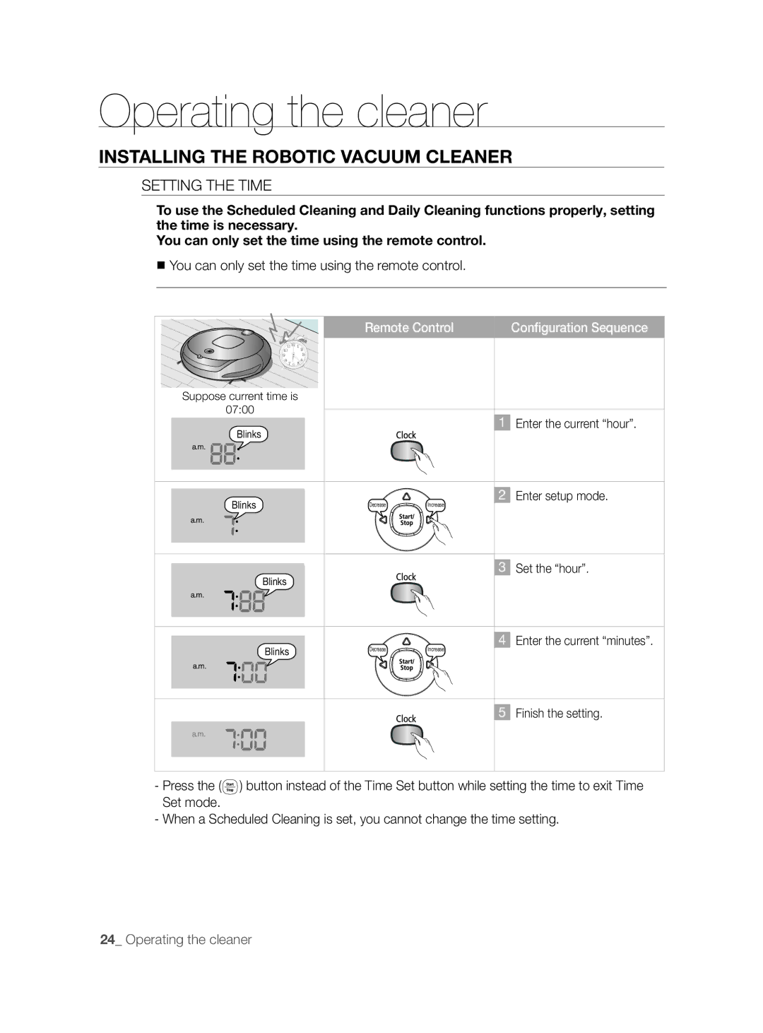 Samsung VCR8855L3B/XEF, VCR8855L3B/BOL, VCR8855L3B/XEE Setting the Time, You can only set the time using the remote control 