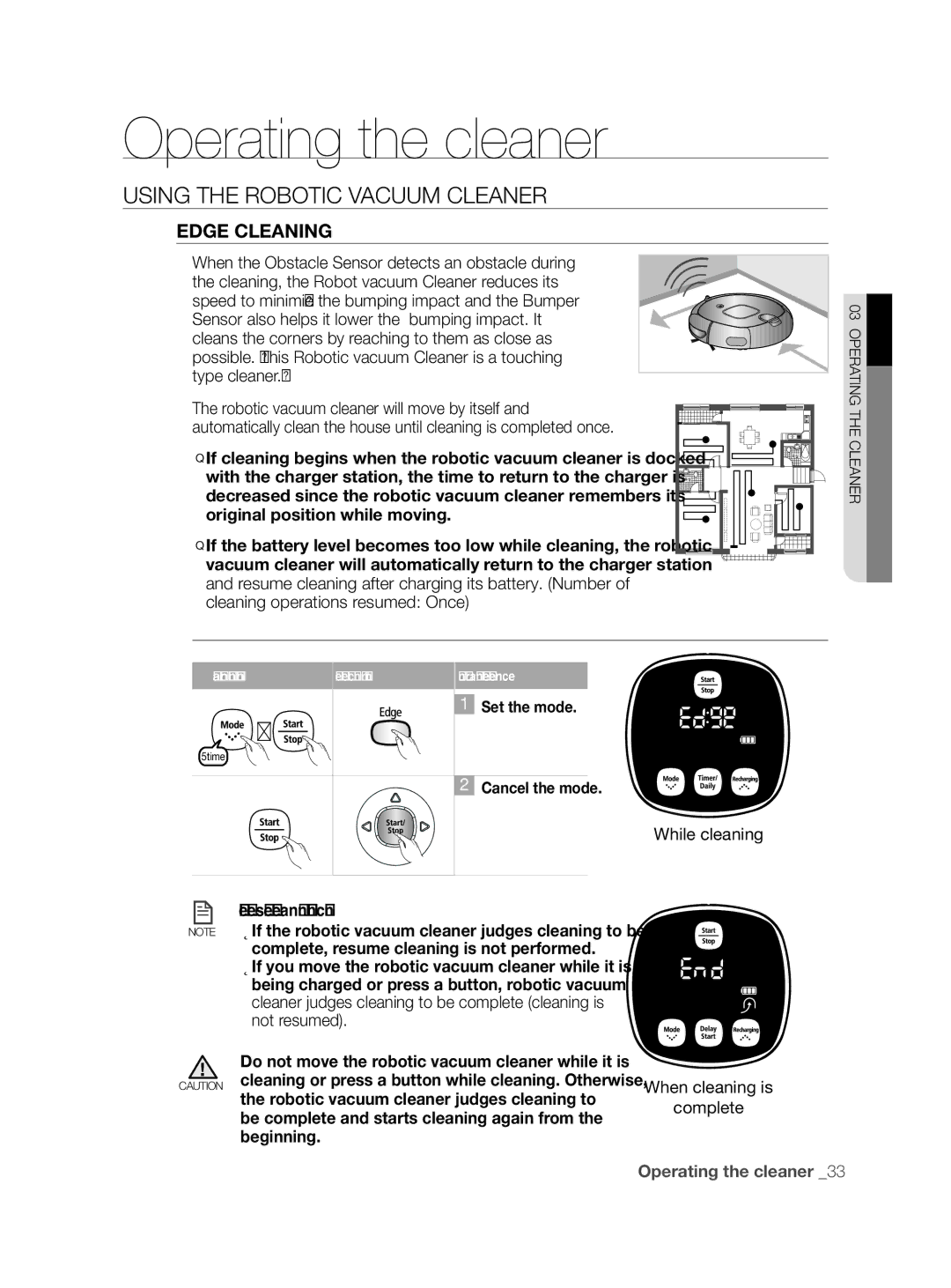 Samsung VCR8855L3B/XEF, VCR8855L3B/BOL, VCR8855L3B/XEE manual Edge Cleaning 