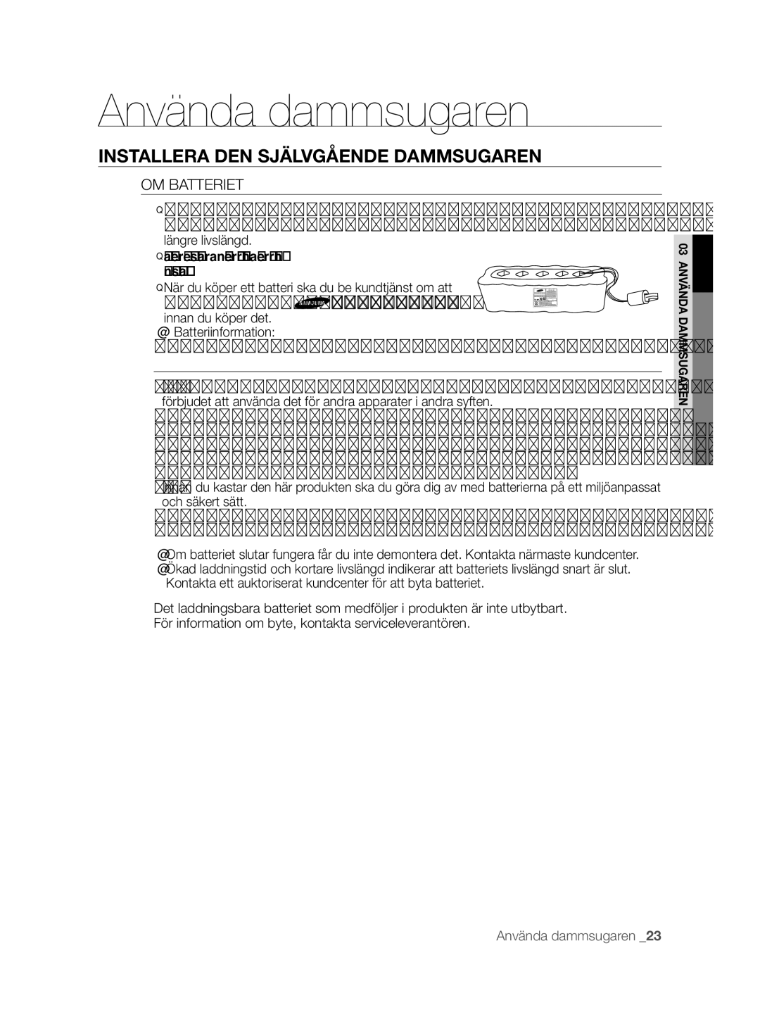 Samsung VCR8855L3B/XEE, VCR8855L3B/XEF, VCR8855L3B/BOL manual OM Batteriet 