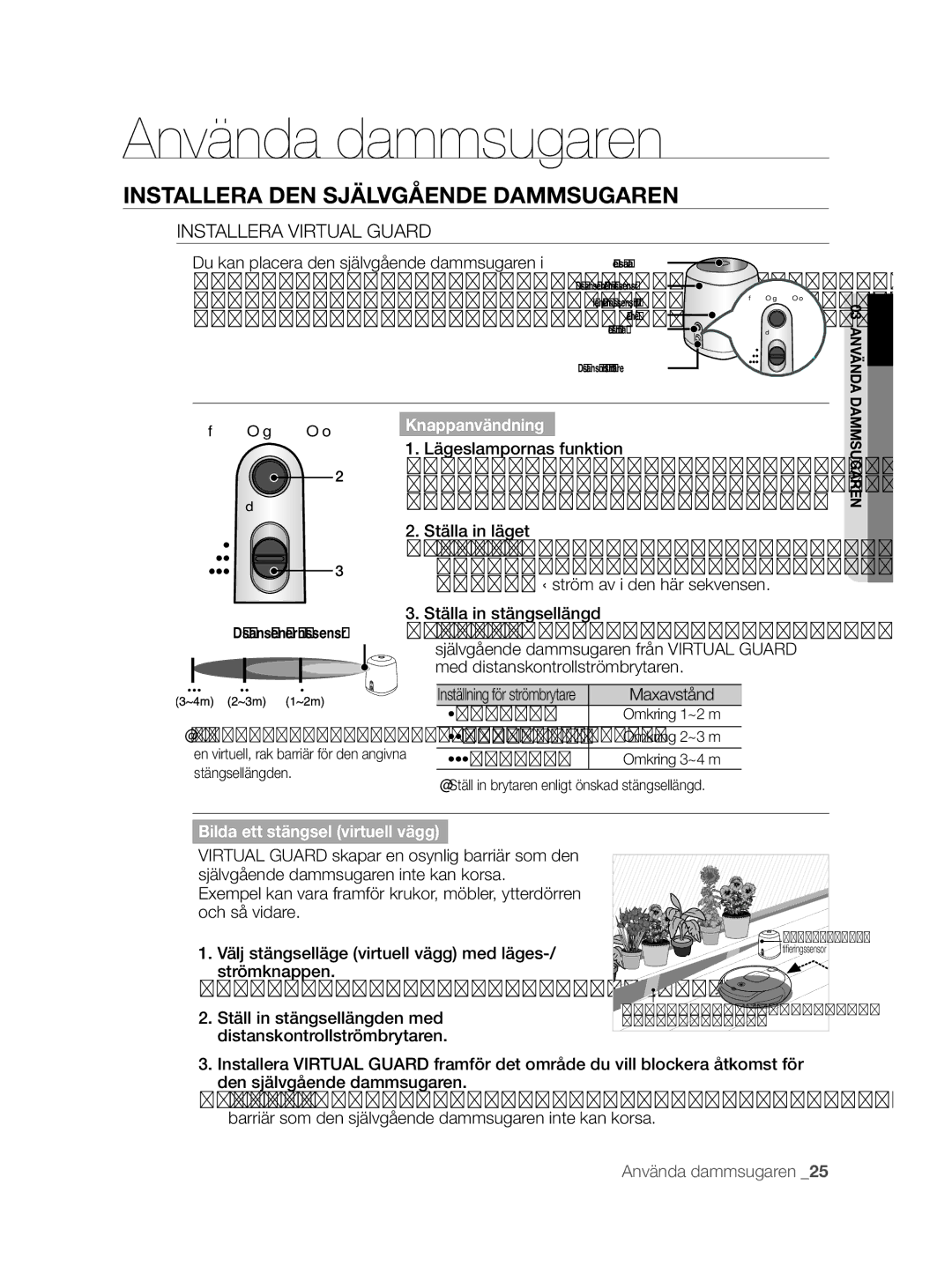 Samsung VCR8855L3B/BOL, VCR8855L3B/XEF, VCR8855L3B/XEE manual Installera Virtual Guard, Knappanvändning 