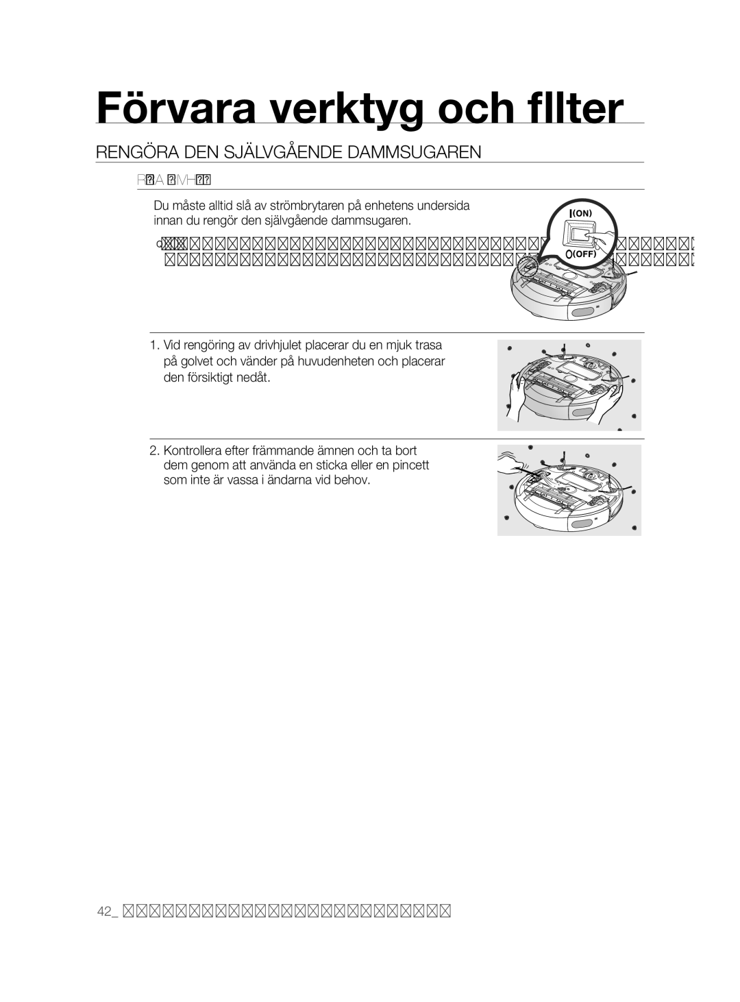 Samsung VCR8855L3B/XEF, VCR8855L3B/BOL, VCR8855L3B/XEE manual Rengöra Drivhjulet 