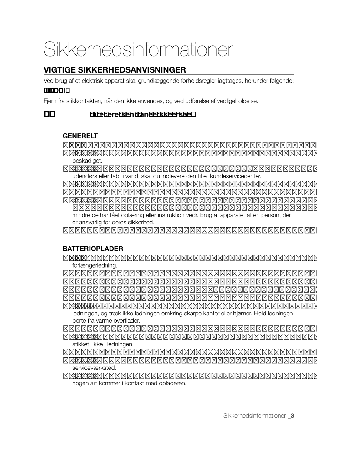 Samsung VCR8855L3B/XEF manual Vigtige Sikkerhedsanvisninger, LÆS Alle INSTRUKTIONER, Inden DU Bruger DIN Robotstøvsuger 