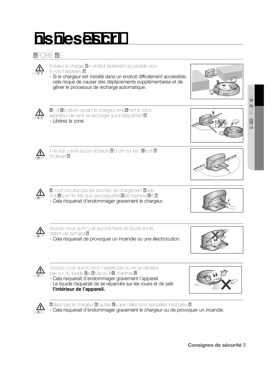 Samsung VCR8855L3B/XEO, VCR8855L3B/XET, VCR8855L3B/XEF Libérez la zone, Cela risquerait d’endommager gravement le chargeur 