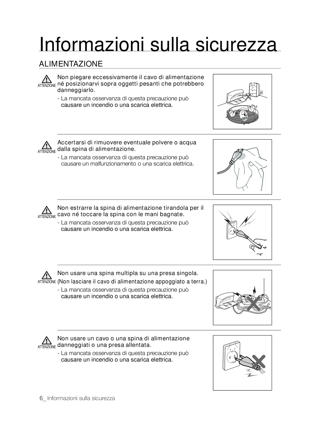 Samsung VCR8855L3B/XEO, VCR8855L3B/XET, VCR8855L3B/XEF, VCR8855L3B/BOL, VCR8855L3B/SWS manual Alimentazione, Danneggiarlo 