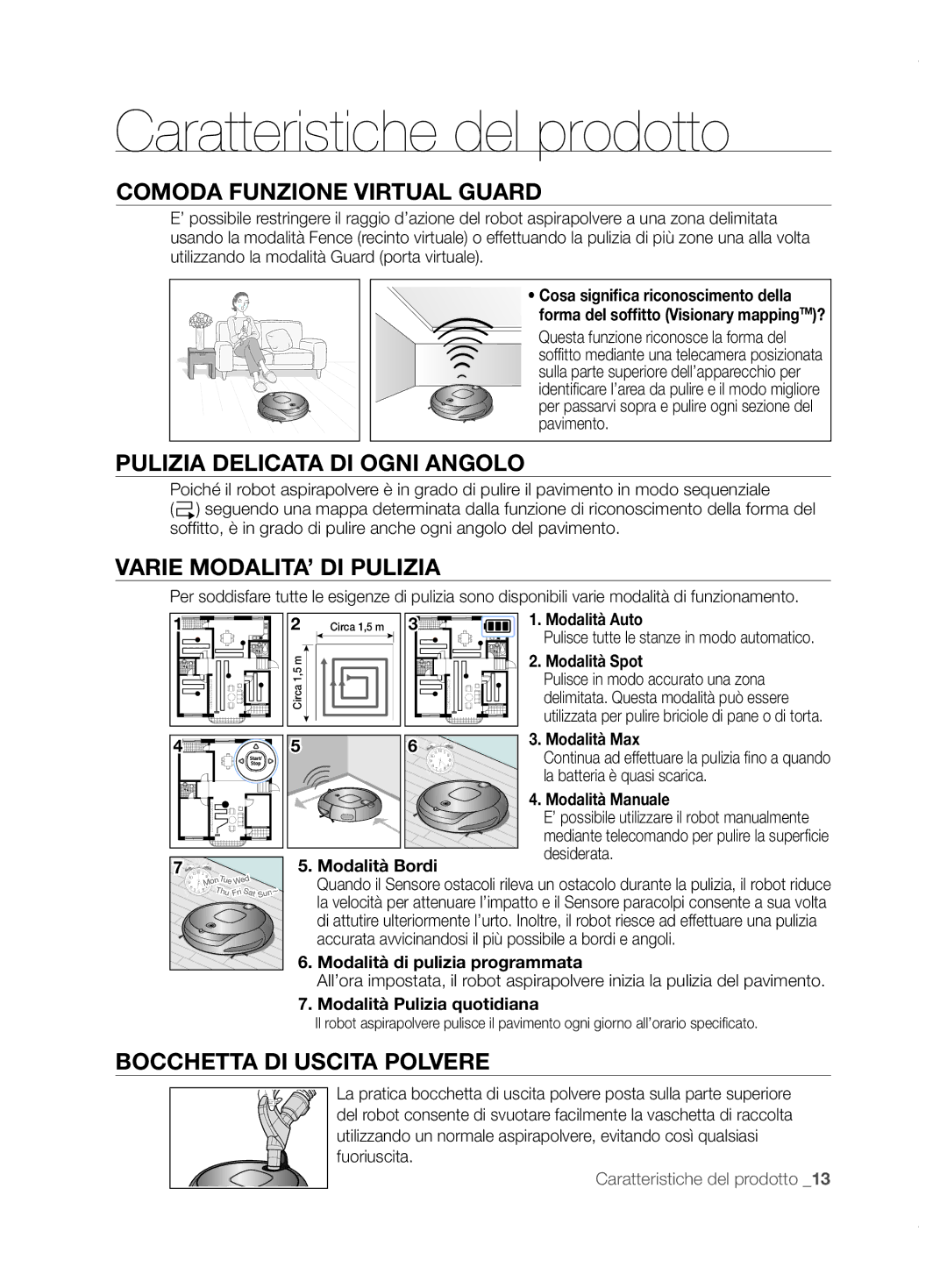 Samsung VCR8855L3B/XEF manual Caratteristiche del prodotto, Comoda Funzione Virtual Guard, Pulizia Delicata DI Ogni Angolo 