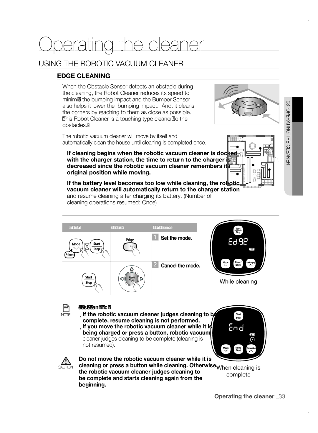 Samsung VCR8855L3B/BOL, VCR8855L3B/XEO, VCR8855L3B/XET, VCR8855L3B/XEF, VCR8855L3B/SWS manual Edge Cleaning 