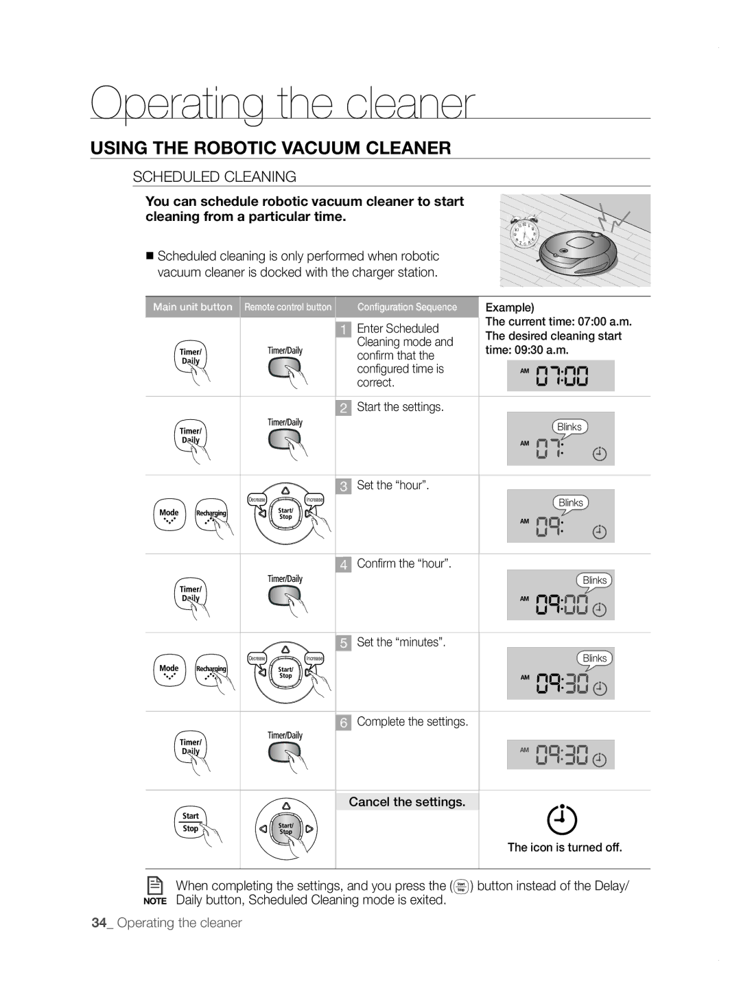 Samsung VCR8855L3B/SWS, VCR8855L3B/XEO, VCR8855L3B/XET, VCR8855L3B/XEF, VCR8855L3B/BOL manual Scheduled Cleaning 