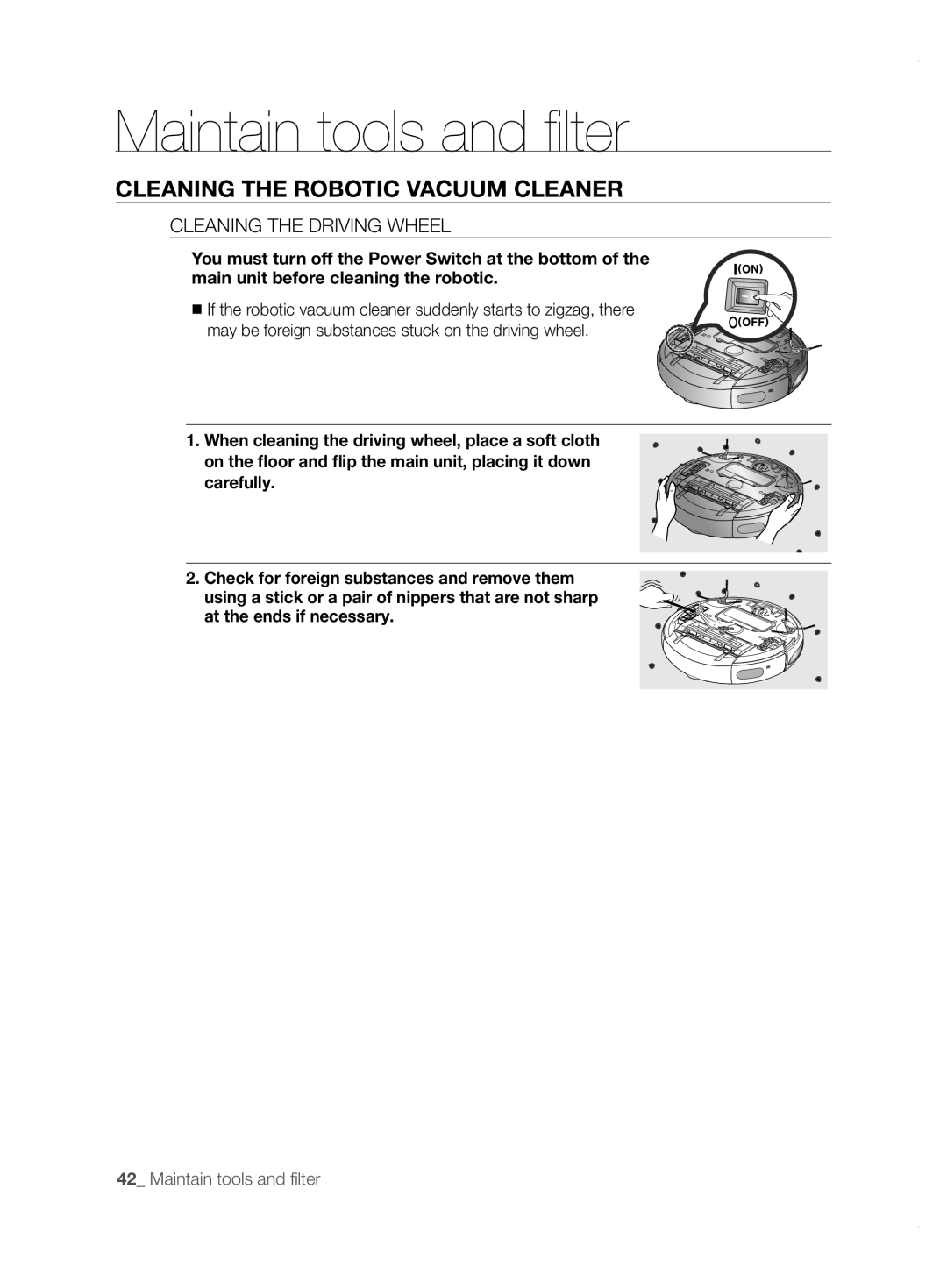 Samsung VCR8855L3B/XEF, VCR8855L3B/XEO, VCR8855L3B/XET, VCR8855L3B/BOL, VCR8855L3B/SWS manual Cleaning the Driving Wheel 