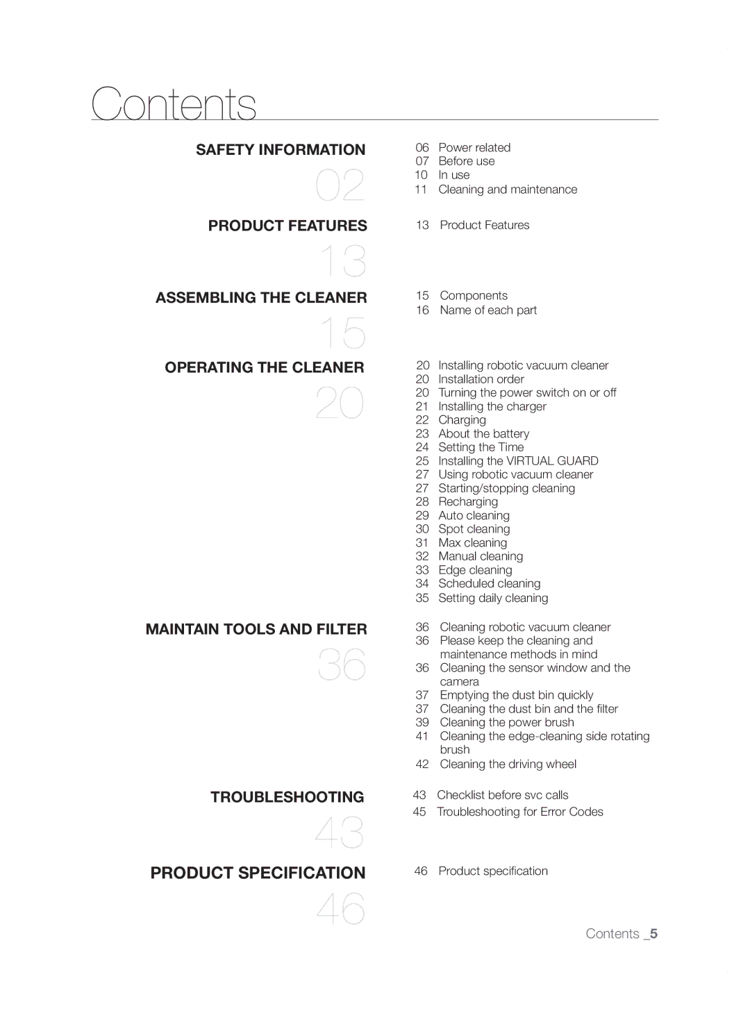 Samsung VCR8855L3B/XEO, VCR8855L3B/XET, VCR8855L3B/XEF, VCR8855L3B/BOL, VCR8855L3B/SWS manual Contents 